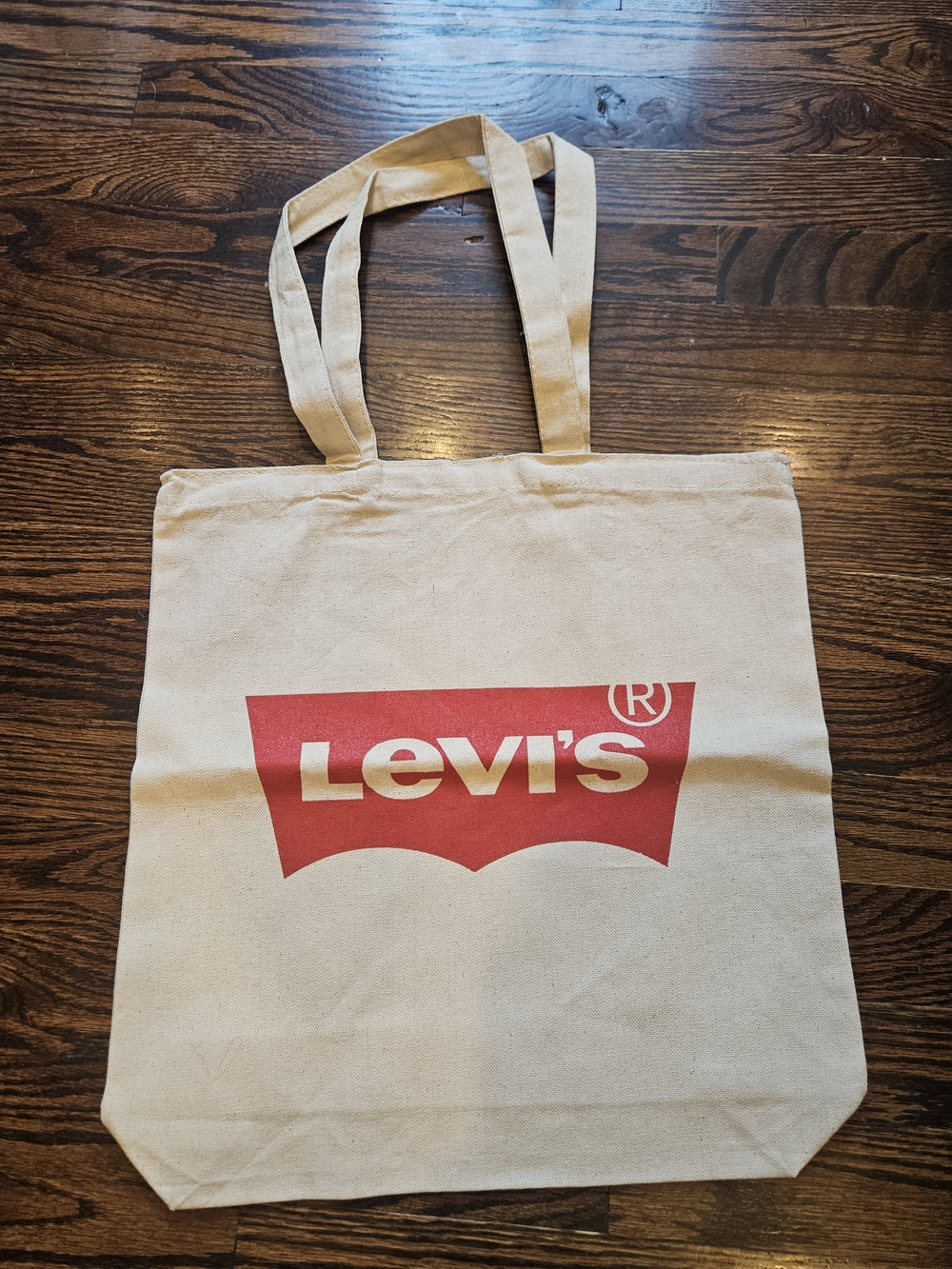 Levi's Beige Batwing Canvas Tote Bag with Red Logo